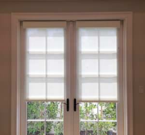 Aero Shade Co Roller Shades with Valance on French Doors in Los Angeles, CA