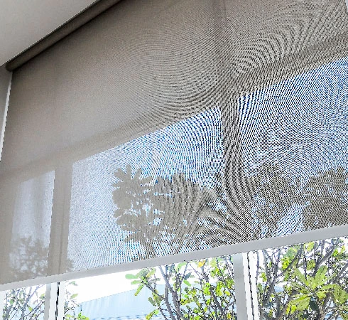 Blinds covering a window halfway