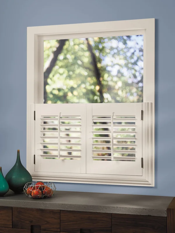 Cafe shutters in a bedroom.