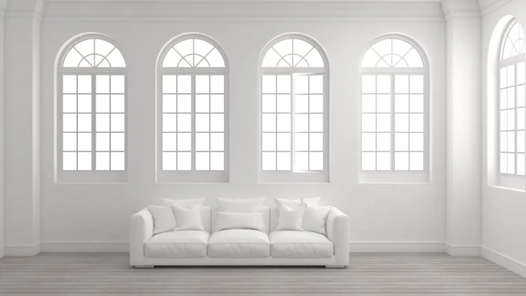 3D rendering of arched windows.