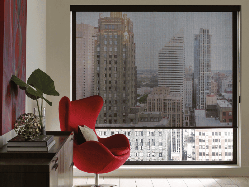 Solar shades preserving a cityscape view