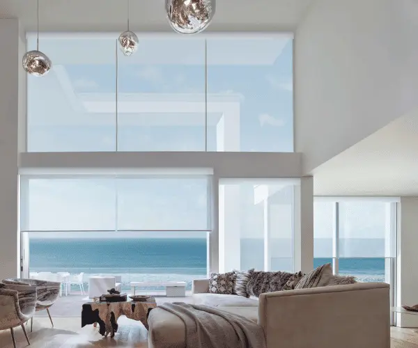 Solar shades offering a view of the ocean