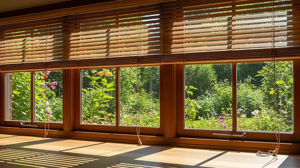 Rustic wooden window blinds